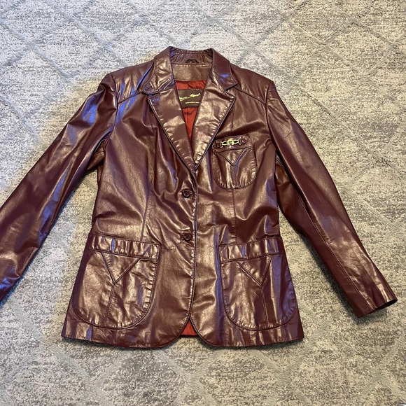 Etienne Aigner Jackets & Blazers - Vintage Etienne Aigner Oxblood Genuine Leather Jacket/Blazer